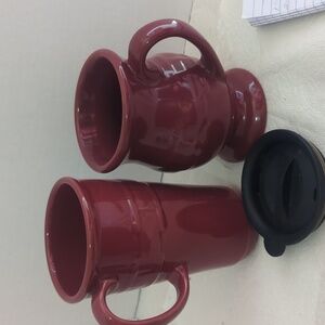 Longaberger Red Ceramic Mug Set